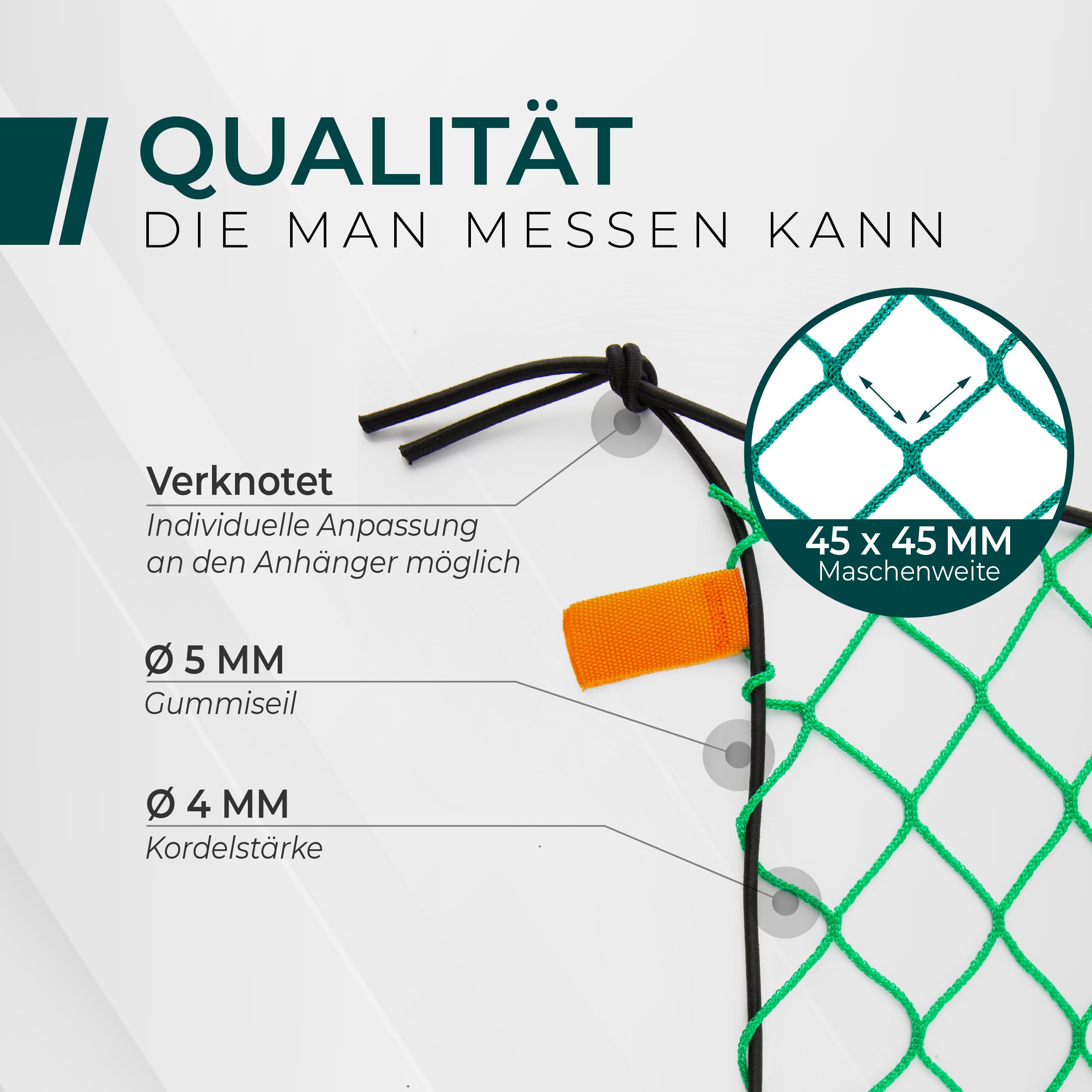 CargoVA® Anhängernetz 1,5x2,2M [DEKRA Geprüft] – Anhängernetz mit Gummiseil und Eckmarkierung – für perfekte Ladungssicherung 5