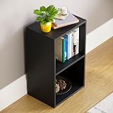Vida Designs Oxford 2 Tier Cube Bookcase Black Wood Shelving Unit view 7