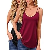TAIPOVE Pima Cotton Spaghetti Strap Tank Tops for Women V Neck Camisole Tops Cute Trendy Sleeveless Flowy Tunics 2 Packs