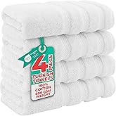 American Soft Linen Luxury Hand Towels for Bathroom, 100% Cotton Turkish 4 Piece Hand Towel Set, 600 GSM Hand Face Towels for Kitchen, White Hand Towels