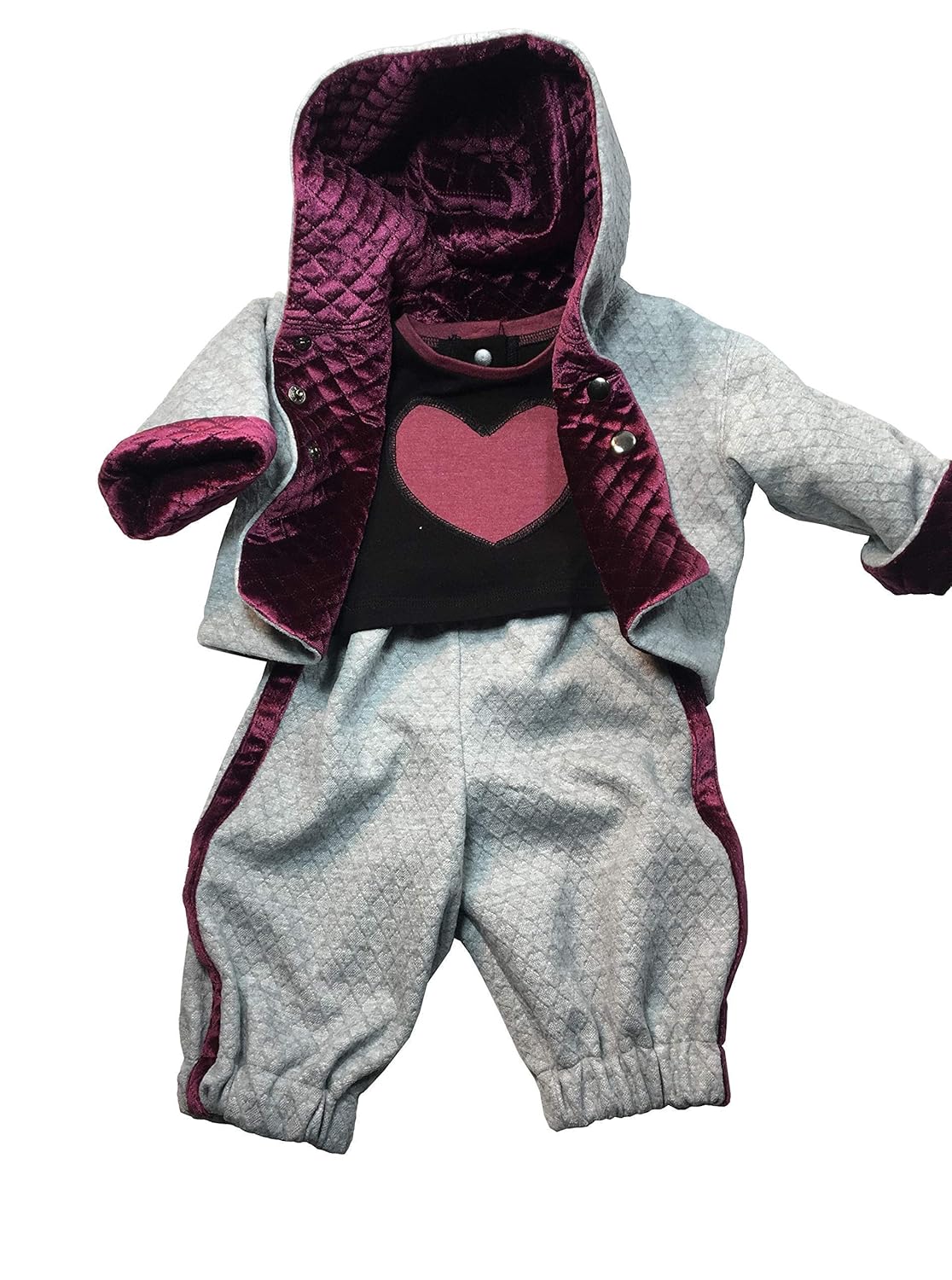 grey and burgundy outfit