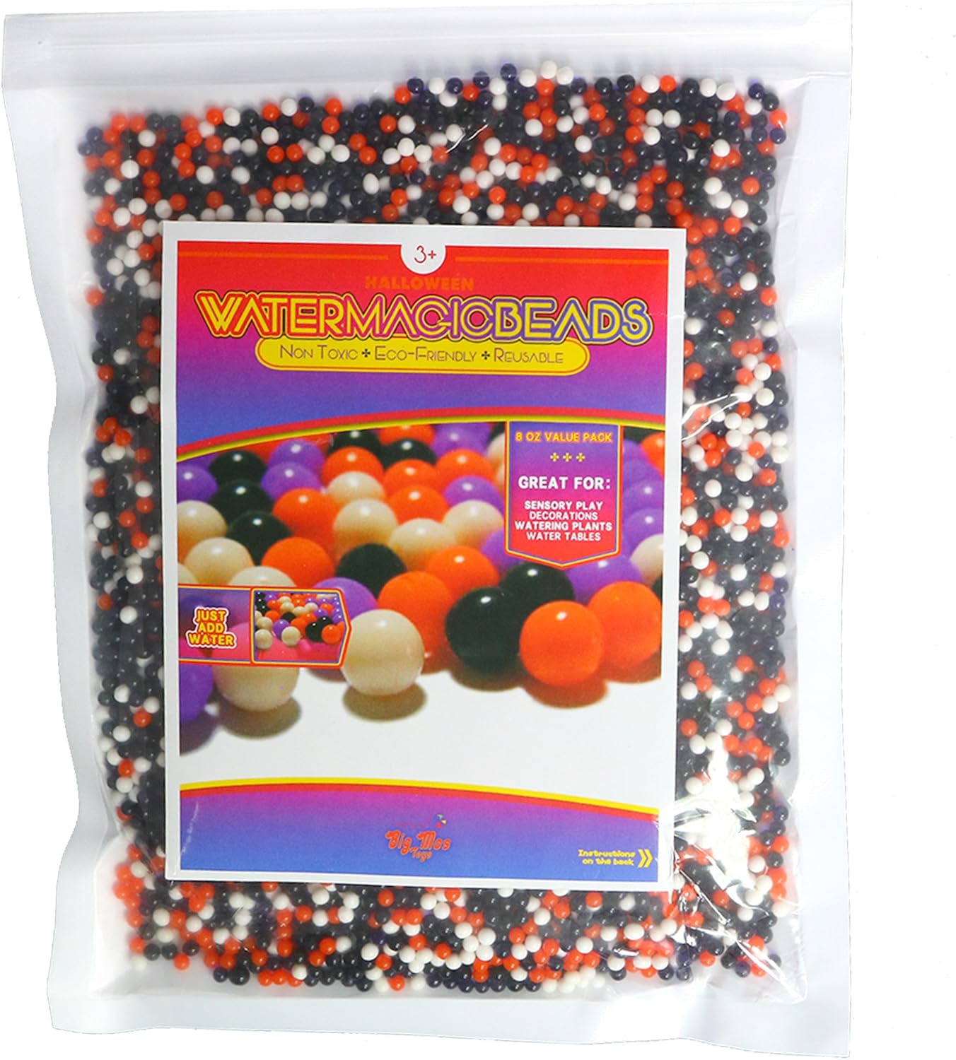 Vase Fillers - Big Mo's Toys Floral Halloween Pearl Water Beads - Orange Purple Black and White Halloween Gel Balls for Vase Or Candle Fillers for Centerpiece
