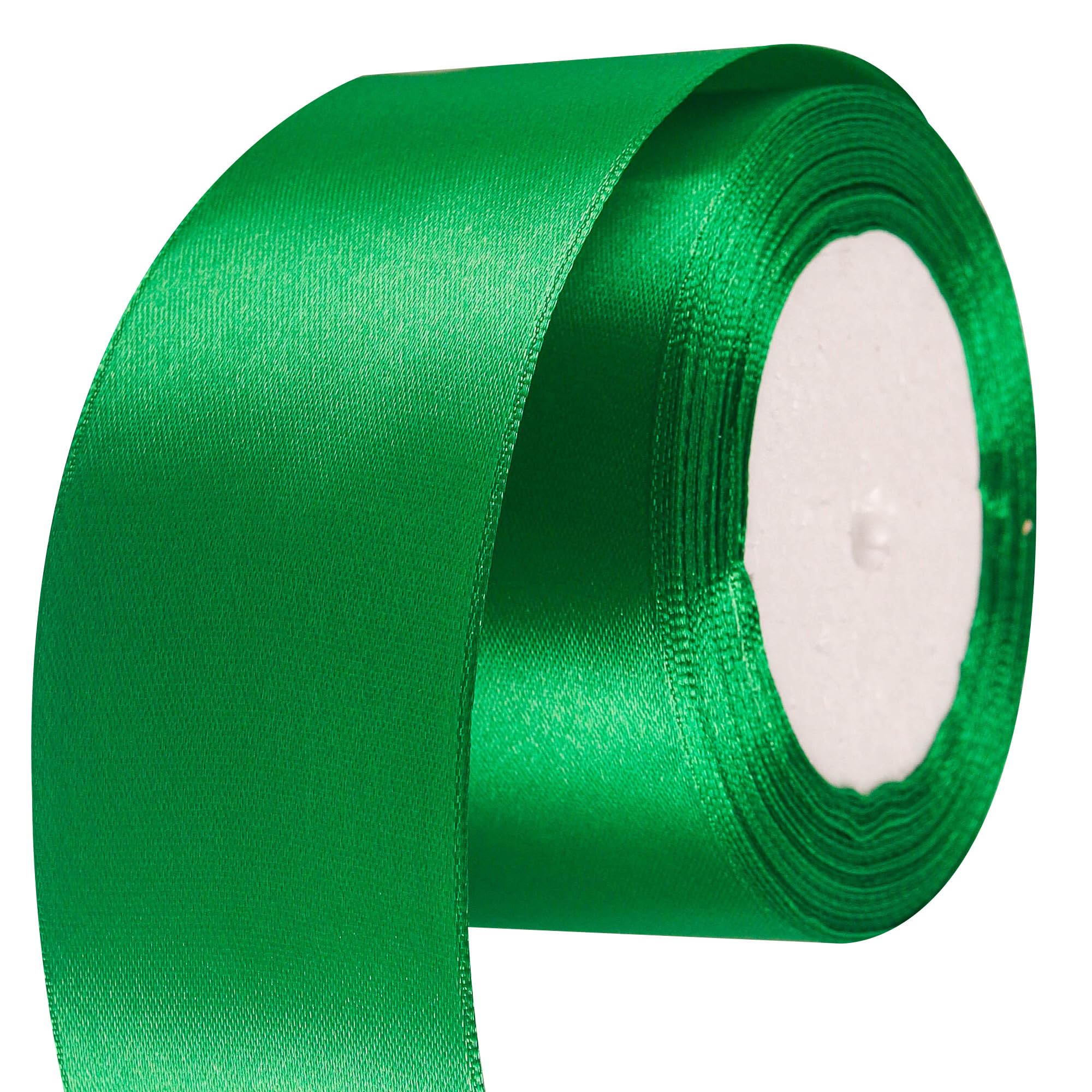 40mm Wide Dark Green Ribbon Thick Christmas Ribbon for Gift Wrapping 22m, 1.5 inch Thick Green Satin Ribbon for Christmas Tree Wedding Cake Wrapping Hair Bow Bouquet Crafts Decorations