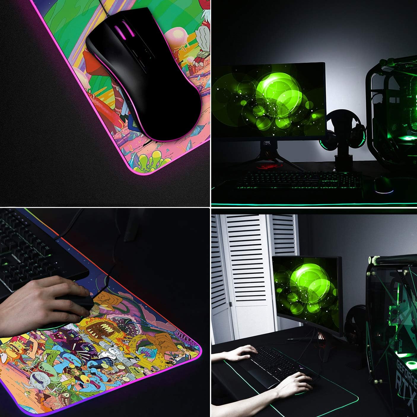 Bimormat RGB Gaming Mouse Pad Large Mouse Mat, 31.5 X 11.8 Inch Extra LED Extended Mousepad, Non-Slip Rubber Base Mouse Keyboard Mat (80x30 Rikrun): Home Audio & Theater