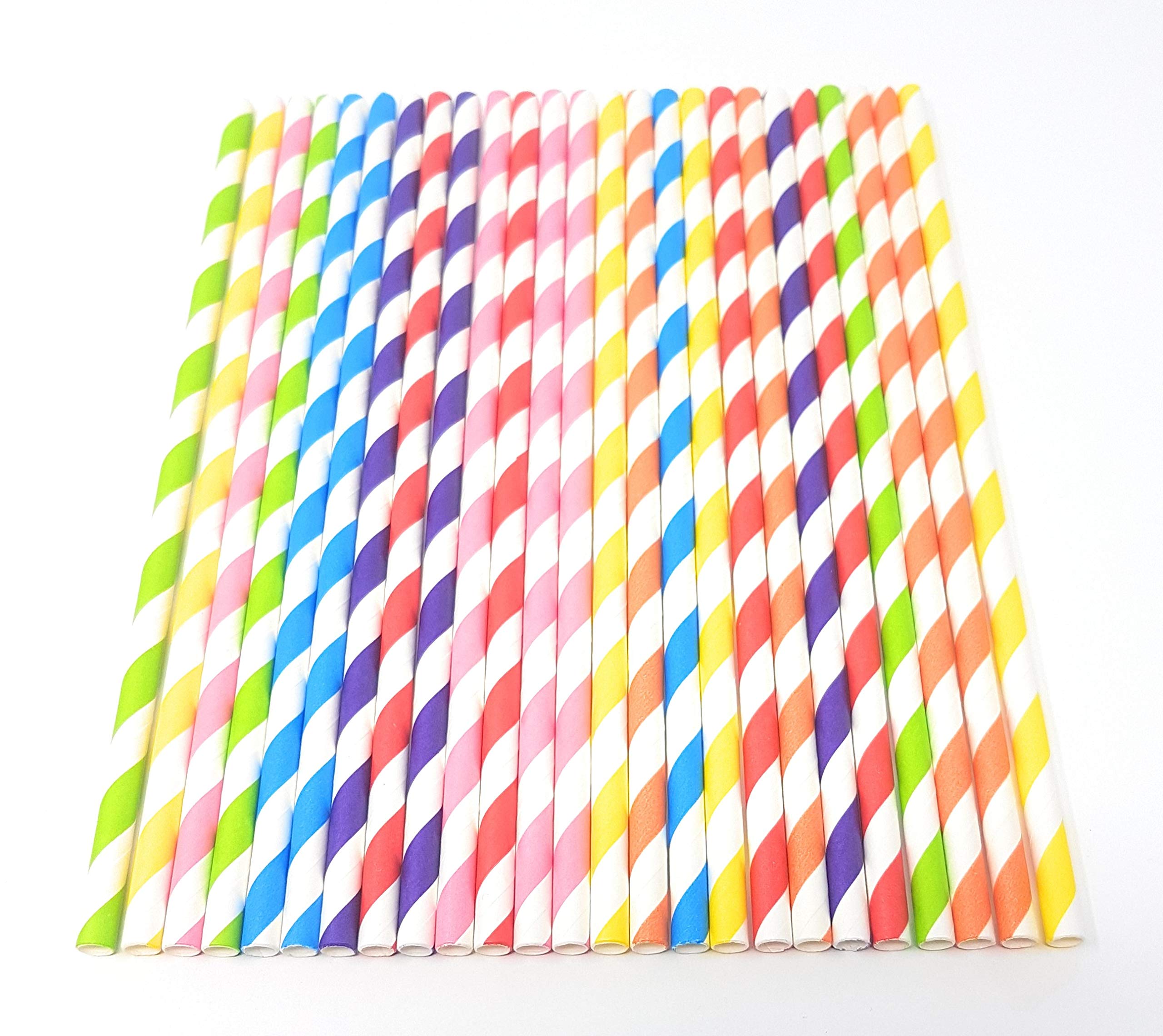 Picture Perfect Party Premium Paper Straws [Pack of 25 Drinking Straws] (Mixed Stripes)