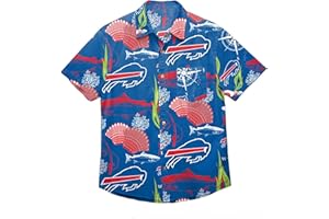 FOCO Men's NFL Team Logo Floral Aloha Tropical Button Up Shirt