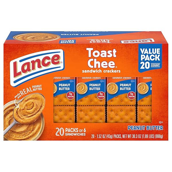 LANCE TOAST CHEE REAL PEANUT BUTTER SANDWICH CRACKERS, 20 COUNT, 30.3 OZ