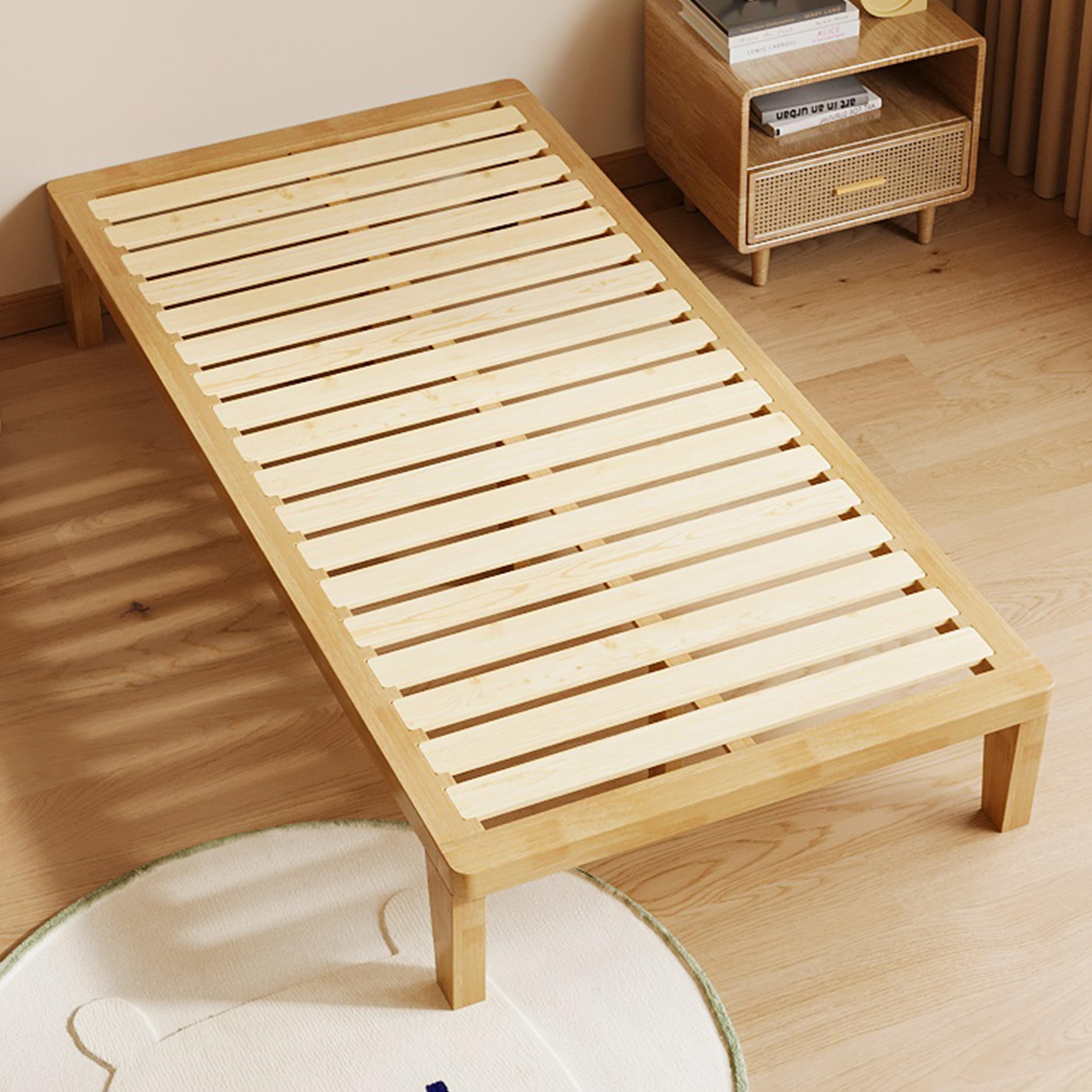 Photo 1 of IOTXY Twin Platform Bed Frame - 12 Inch Solid Wood Mattress Foundation Base with Heavy-Duty Support Slats & Legs, Rubberwood Twin-Size Bedframe