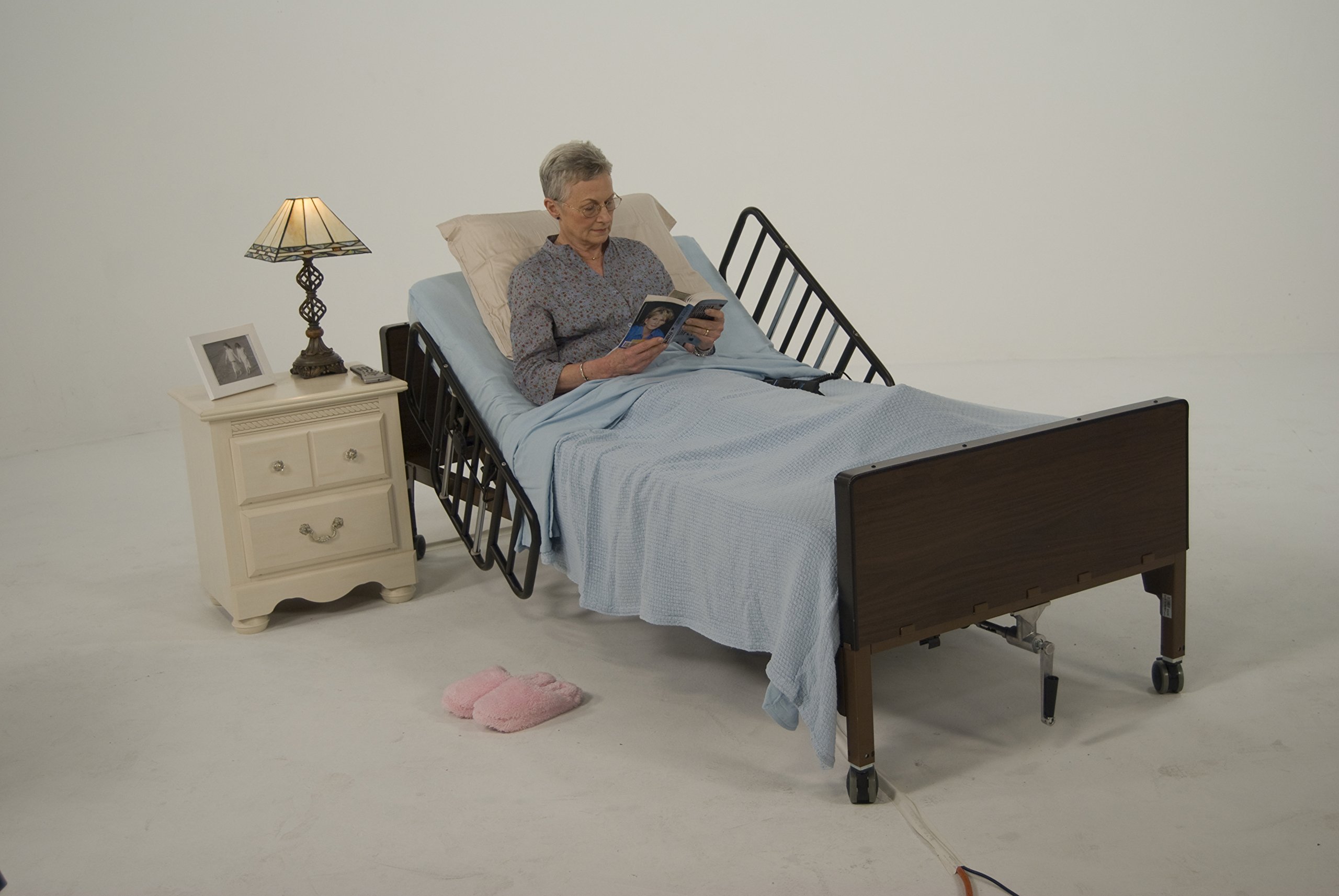 Drive Medical No Gap Deluxe Half Length Side Bed Rails with Brown Vein Finish, Brown Vein, Half Length - 2 Count