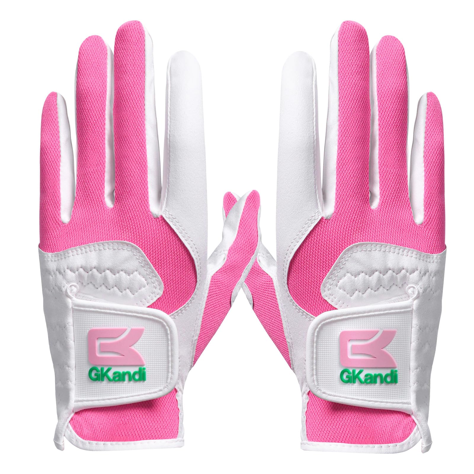 GKandi Women Golf Gloves Rain Grip Wet Hot Cool Mesh Microfiber Pair Both Hand or 2 Pack Left Right Hand,Ladies Golf Glove Breathable Fit Small Medium Large (Pink, S-1 Pair)