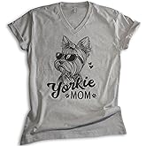 EVERTREE CLOTHING Yorkie Mom V-Neck T-Shirt, Unisex Women's Shirt, Yorkshire Terrier, Yorkie Owner, Best Dog Mom Gift
