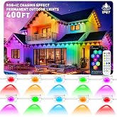 CINSGAG 400FT Smart Permanent Outdoor Lights, RGB+IC Eave Outdoor Lights, IP67 Waterproof, with App/Remote Control Eaves Light, DIY Scene Modes for Outdoor Decor, Patio, House, Party