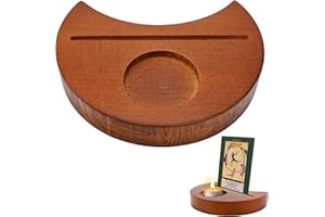 BULEVINA Wooden Tarot Card Holder Stand Display, Cute Witchy Moon Desk Decor for Oracle Lenormand Meditation, Daily Affirmation Card Case Reading Accessories Pagan Altar Wiccan Supplies Mystical Gift for Women