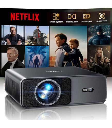 1000 ANSI] Smart Projector 4K with WiFi 6 and 2-Way Bluetooth, AI
