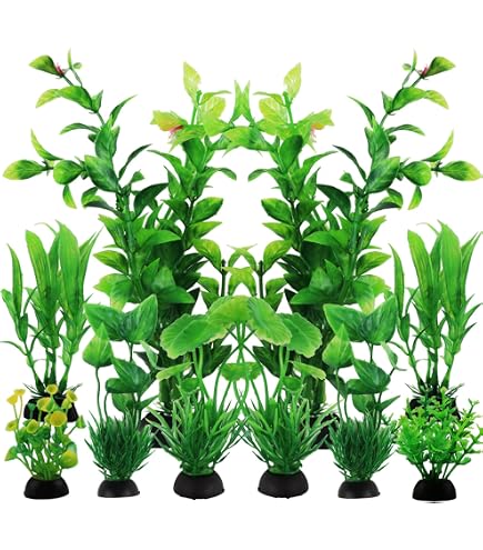 CNZ Aquarium Deko – Künstliche Wasserpflanze Aus Kunststoff, 22,9 Cm Hoch – Mit Gewichteter Basis, Sicher Für Fische