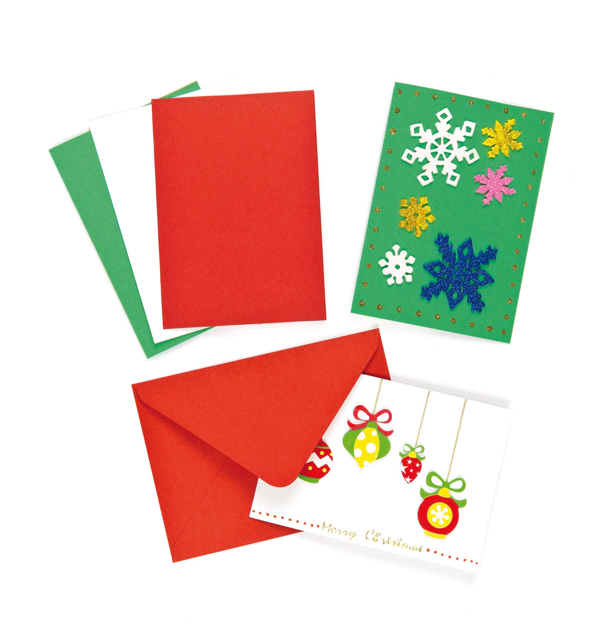 Baker Ross A541 Festive Blank Christmas Craft (Pack of 12) Plain Cards and Envelopes, Assorted