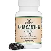 Astaxanthin 12mg Max Strength (Only Patented Astaxanthin (Astrareal) with 70+ Human Clinical Trials - World's Most Studied Brand) Grown, Harvested, and Made in The USA (Astaxantina) by Double Wood