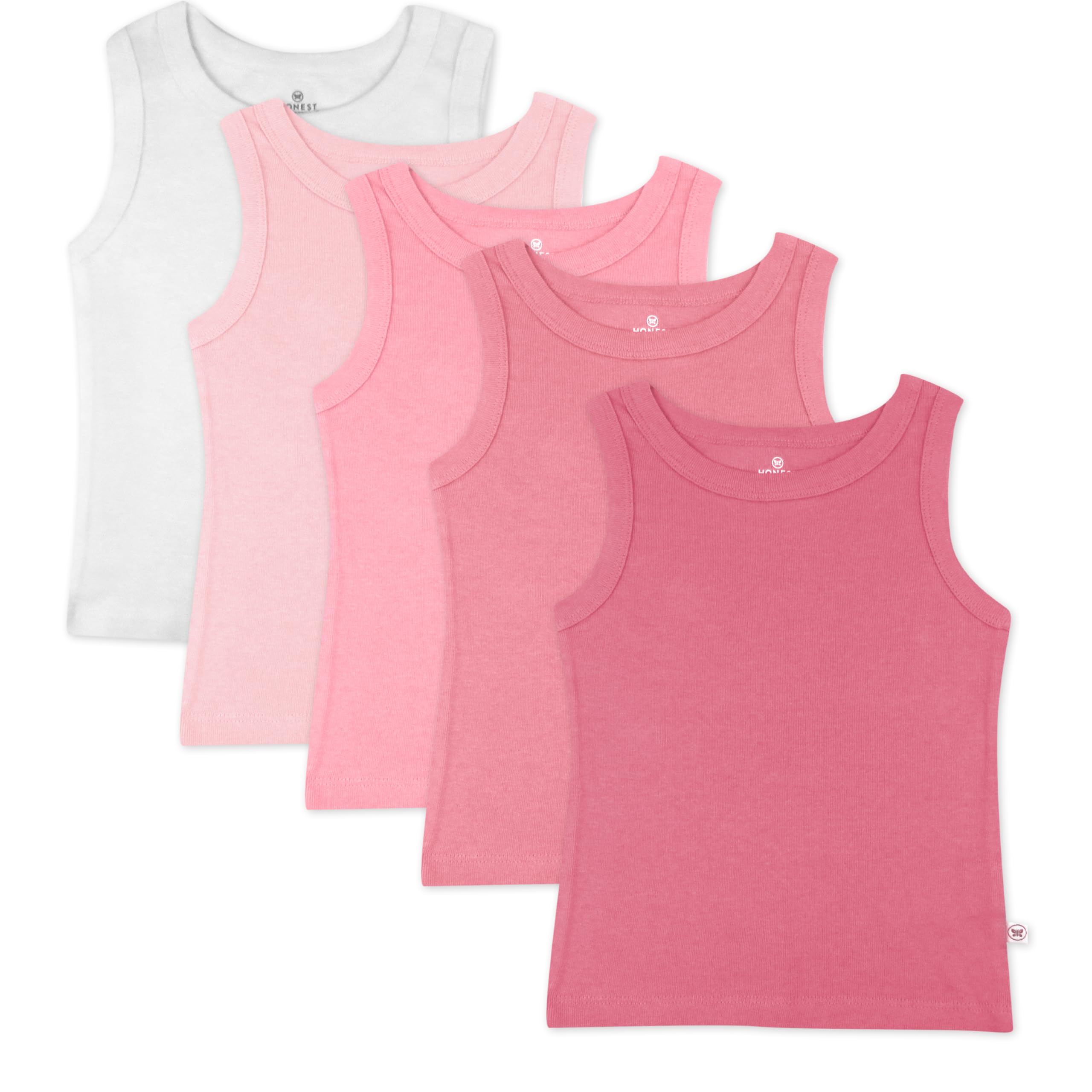 HonestBaby Sleeveless Muscle T-Shirts 100% Organic Cotton for Infant Baby and Toddler Boys, Girls, 5-Pack Pink Ombre, 7 Years Image