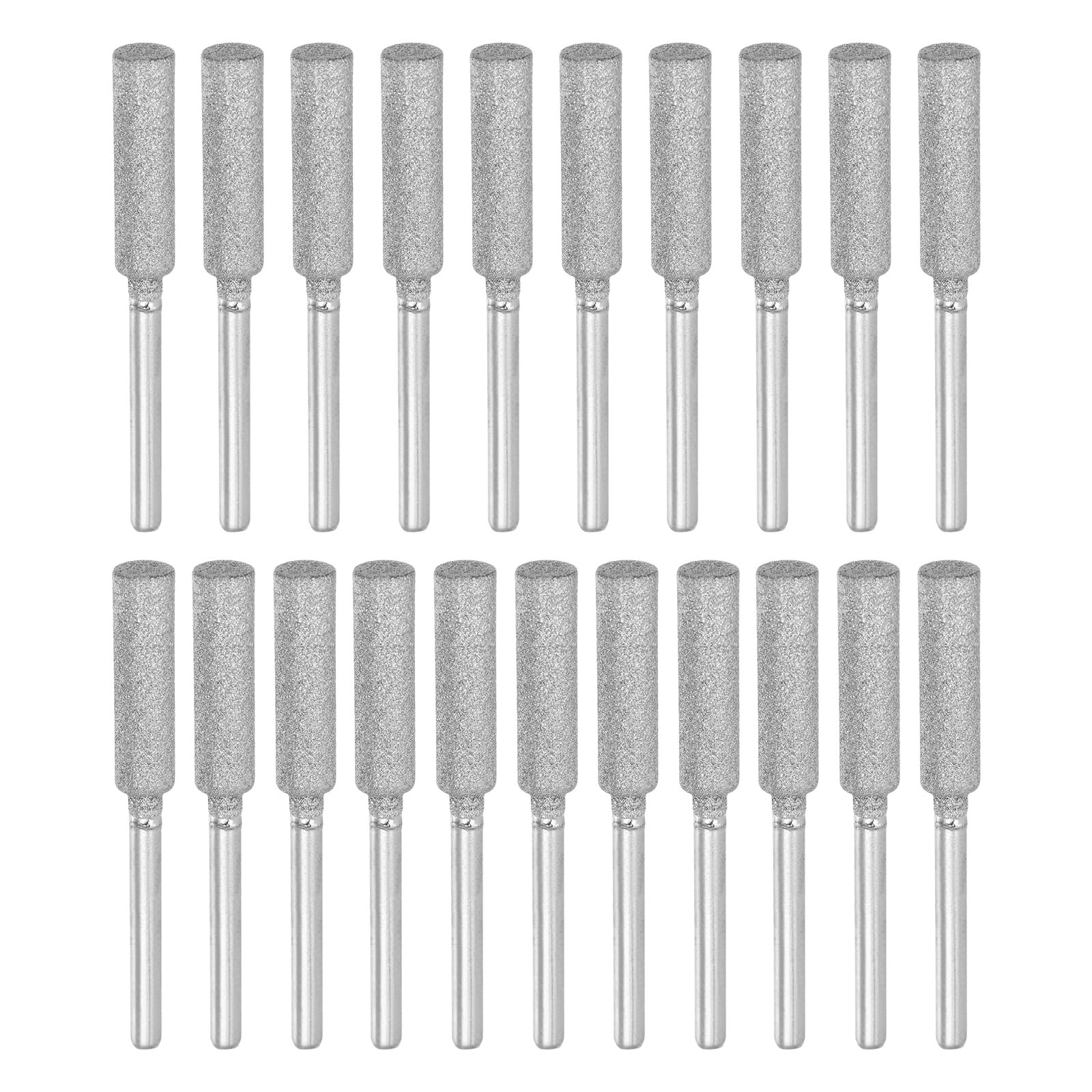 PATIKIL 21 Pcs Diamond Chainsaw Sharpener 7/32 Inch High Hardness Sharpening Stone Polishing Chainsaw Sharpening Kit Grinding File Tool for Chain Saw Stone Jewelry Wood, Silver(5mm)