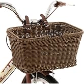 GRANNY SAYS Bike Basket Front for Adult, Wicker Basket for Bike for Women | Hand-Woven Bicycle Baskets with Adjustable Straps, Detachable Wicker Front Handlebar Bike Baskets for Beach Cruiser, 1 Pack