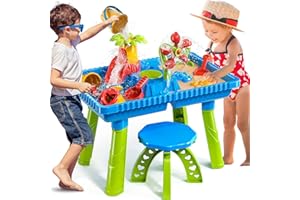 JUKUDAHU Kids Sand and Water Table Toys for Toddlers 3-8 Years Old, Sensory Play Table for Kids Age 3-5, Summer Outdoor Beach Toy for Boys and Girls 3-7, Birthday Gifts