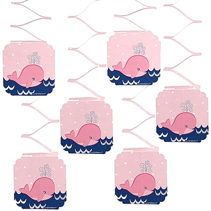 pink whale baby shower decorations