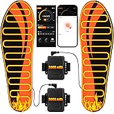 Heated Insoles Rechargeable, 5000 mAh Battery with APP Control, Foot Warmers with 4 Heating Levels for Men and Women, Skiing, Outdoor Winter Use, Washable and Trimmable