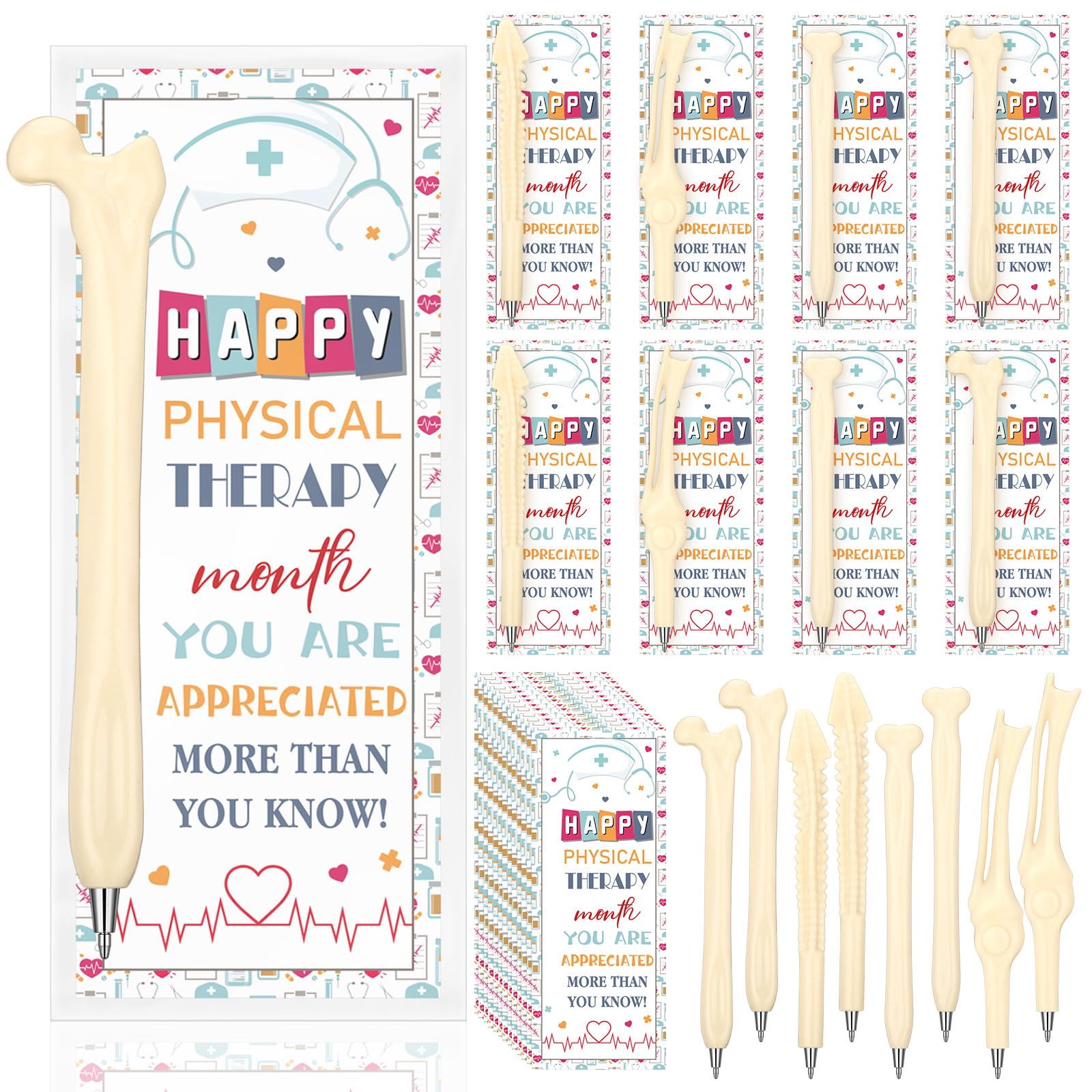 Photo 1 of Sayglossy 24 Sets Physical Therapy Month PT Gifts Include Bone Shape Ballpoint Pens Thank You Card Therapist Thank You PT Gift for Physical Therapy Party Supplies