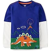 Gymboree Boys and Toddler Embroidered Graphic Long Sleeve Layered T-Shirts