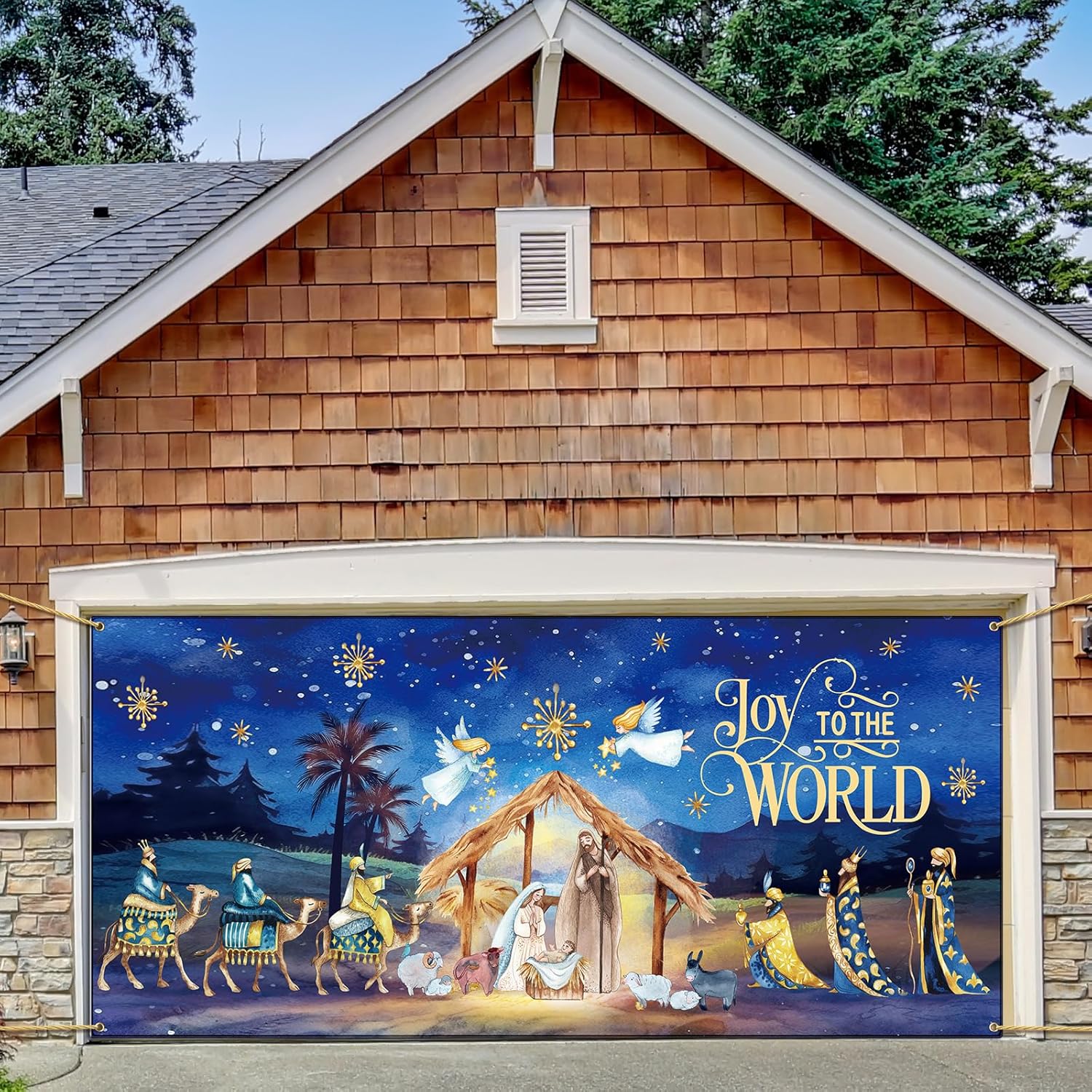 Garage Door Decorations - Christmas Outdoor Garage Door Banner Large Nativity Map Christmas Backdrop Decoration Door Cover Decoration for Christmas Holiday Outdoor Garage Door Home Wall Decorations 6 x 13 ft