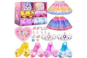 LAOSLAISI Toys for Girls,Princess Dress Up Clothes for Little Girls,Toddler Princess Girl Toys Age 4-5,Kids Toys for 3 4 5 6 7 Year Old Costume Set with Skirts,Shoes,Crowns,Christmas Birthday Gifts for Girls
