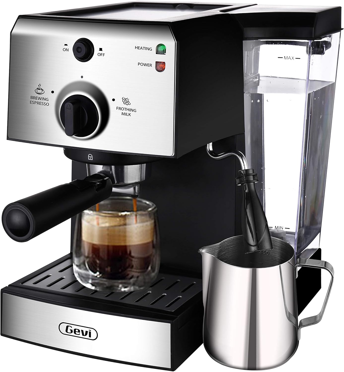 Amazon Com Espresso Machines 15 Bar Automatic Coffee Machine With Milk Frother Wand For Espresso Cappuccino And Latte Macchiato 1 25l Large Removable Water Tank Double Temperature Control System Stainless Steel 1350w Black Silver Kitchen