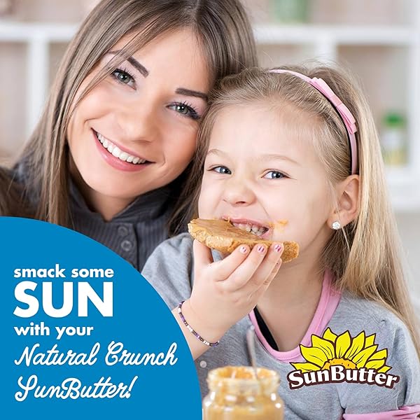 SUNBUTTER SUNFLOWER BUTTER NATURALLY CRUNCHY ALTERNATIVE TO PEANUT BUTTER 16 OZ PLASTIC JARS, PACK OF 6