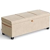 SONGMICS Storage Ottoman Bench, Storage Chest, 15.7 x 43.3 x 15.7 Inches, End of Bed Bench, 27 Gal. (103 L), for Bedroom, Entryway, Living Room, Cappuccino Beige ULSF533L01