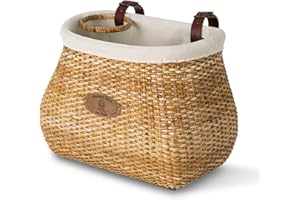 GRANNY SAYS Bike Basket Front, Natural Rattan Wicker Bike Baskets, Bicycle Basket with Cup Holder, Handmade Woven Bike Baskets for Women and Men, Storage Basket for Beach Cruisers, Ebikes