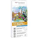 Tombow ABT-12P-1 Fasermaler Dual Brush Pen mit zwei Spitzen 12er Set, primärfarben