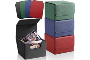 Homthy 4 Pack Card Deck Box Large Size Fit for 100+Single Sleeved Cards, Trading Commander Deck Box Compatible with Mtg Card Deck,Premium Leather Deck Box for Trading Cards