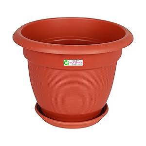 Easy Gardening 18 Elegance Gardening Planters and Trays - Terracotta Color Pots (3)