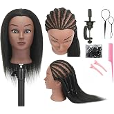 YANGANG Real 100% Human Hair Mannequin Head Hairdresser Practice Training Manikin Cosmetology Doll Head with Stand Clamp Holder