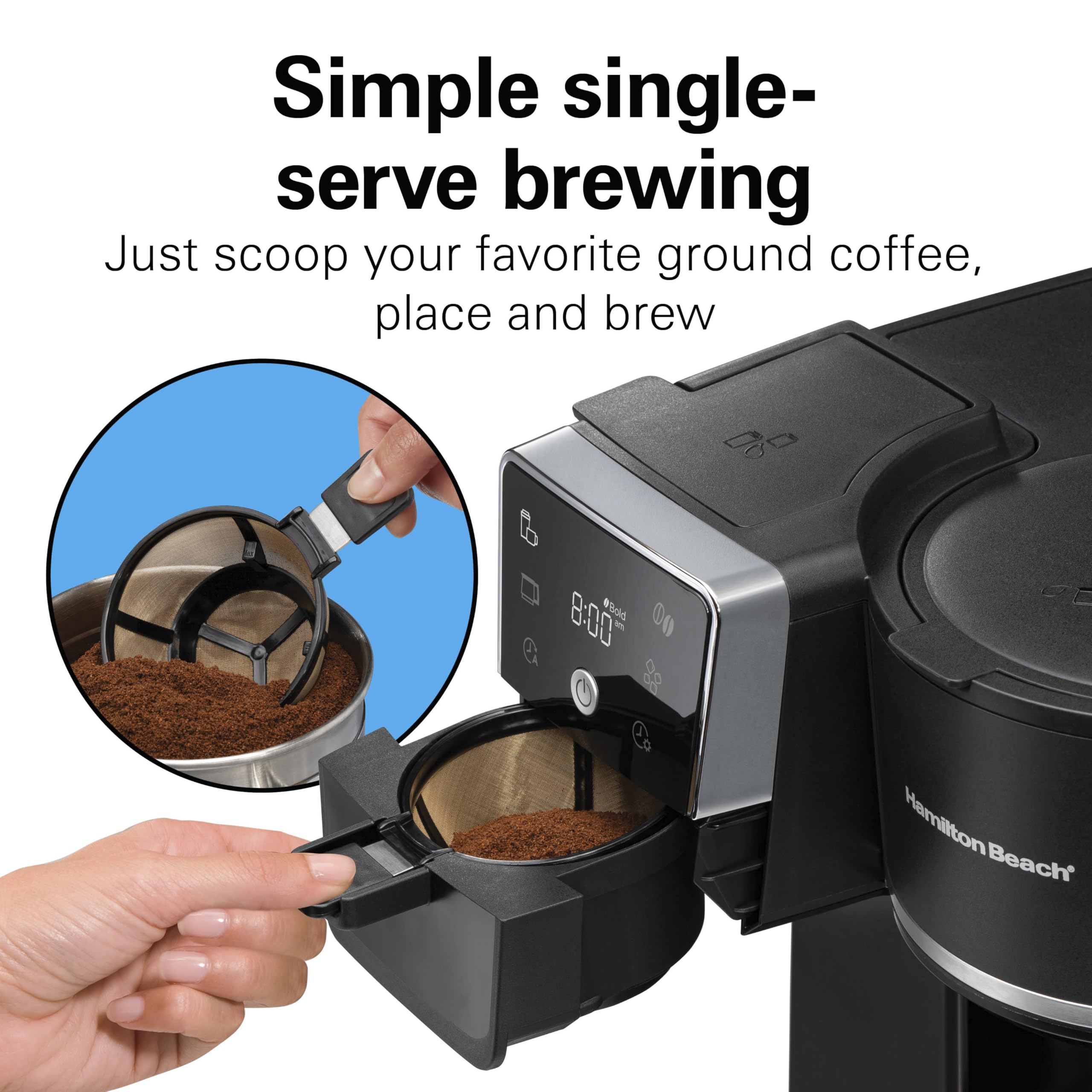 Hamilton Beach 2-Way 12 Cup Programmable Drip Hot and Iced Coffee Maker & Single Serve Coffee Machine, Glass Carafe, Auto Pause and Pour, Black (47500J)