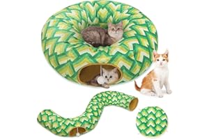 GLITTME Cat Tunnel Bed, Cat Tunnels Cat Toys for Indoor Cats S-Shape Cat Tube and Cat Donut Tunnel Cave Large Cat Toys Interactive Cat Stuff Supplies