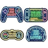 Dudjotc 4 PCS Gaming Room Decor for Boys,Gamer Printed Neon Cool Gaming Posters,Motivational Modern Wall Art Decorations,Game Room Accessories for Bedrooms,Gift for Kids,Christmas,10 x 7 Inch