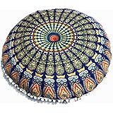 31.5" x 31.5" Large Mandala Floor Pillow Covers,Aobuang Round Bohemian Meditation Cushion Cover Ottoman Pouf Cushion Cover