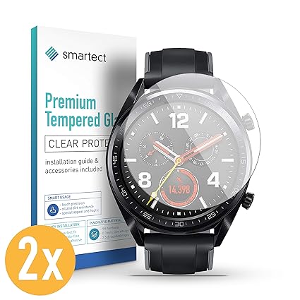 smartect Protector de Pantalla para Huawei Watch GT [2 Unidades] - 9H Cristal Templado - Diseño Ultrafino - Instalación Sin Burbujas - Tempered Glass ...