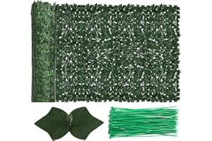 MOEPUT Faux Ivy Fence Privacy Screen Outdoor Expandable Artificial Greenery Roll Fake Hedge Wall Patio Green Plastic Leaf Plant Vine Grass Panels Gate Covering for Garden Yard Balcony (100x60 in)