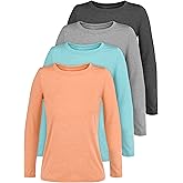 Cooraby Girls Long Sleeve Shirt Athletic Active Dry Fit Crew Neck T-Shirt Soft Activewear Shirts for Youth Teens Girls
