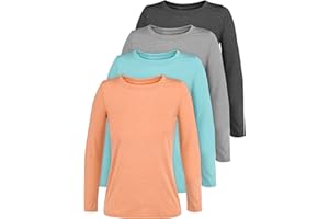 Cooraby Girls Long Sleeve Shirt Athletic Active Dry Fit Crew Neck T-Shirt Soft Activewear Shirts for Youth Teens Girls