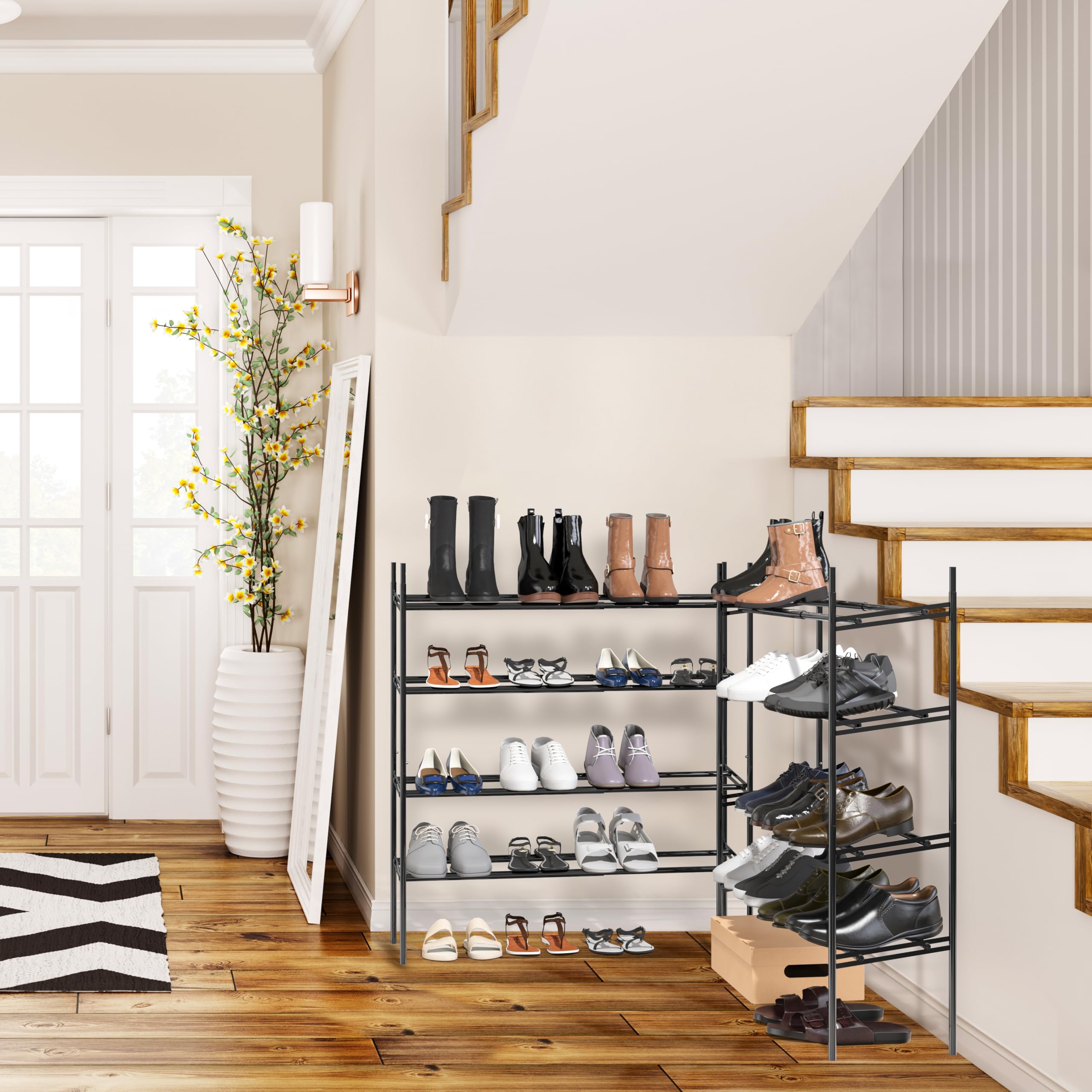 Mua Simple Houseware 4-Tier Stakable Shoe Racks with Extendable Shelves ...