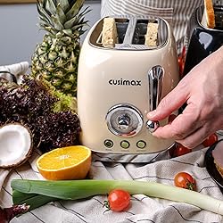 CUSIMAX Toaster 2 Slice with Extra Wide Slots for