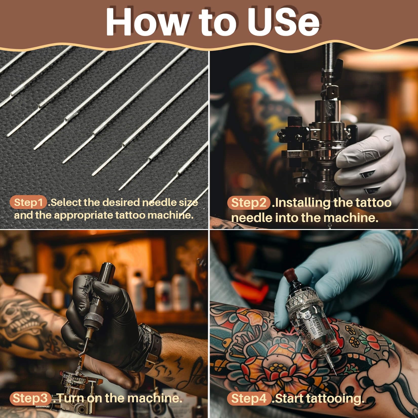 MAQIHAN Tattoo Needles - 50Pcs Disposable Mixed Tattoo Needles for Tattoo Machine 3RL,5RL,7RL,9RL,3RS,5RS,7RS,9RS,5M1,7M1 Assorted Size Professional Tattoo Needle Set for Tattoo Kit